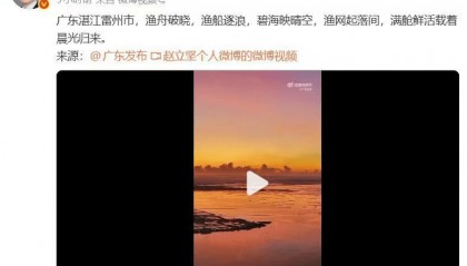 外交部赵立坚点赞湛江：渔网起落间，满舱鲜活载着晨光归来
