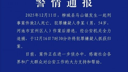 杀害2人潜逃5天，李某归案