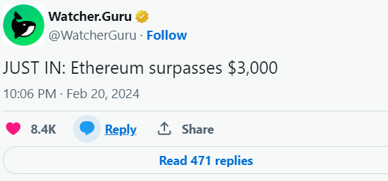 以太坊（ETH）价格在两年后达到3,000美元，更多的激动人心的时刻即将到来？
