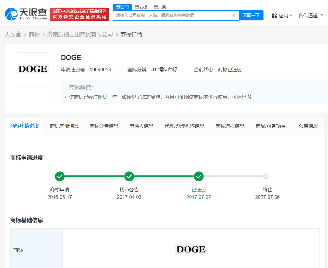 doge神烦狗已被多方注册商标 doge神烦狗曾引发商标抢注 doge原型去世