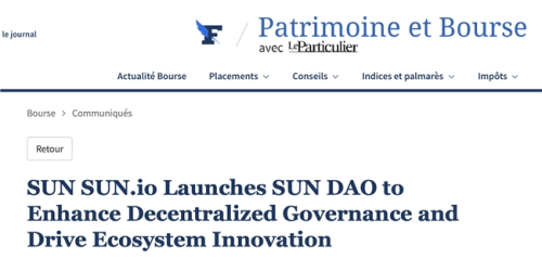 SUN DAO成立，波场TRON生态再进化
