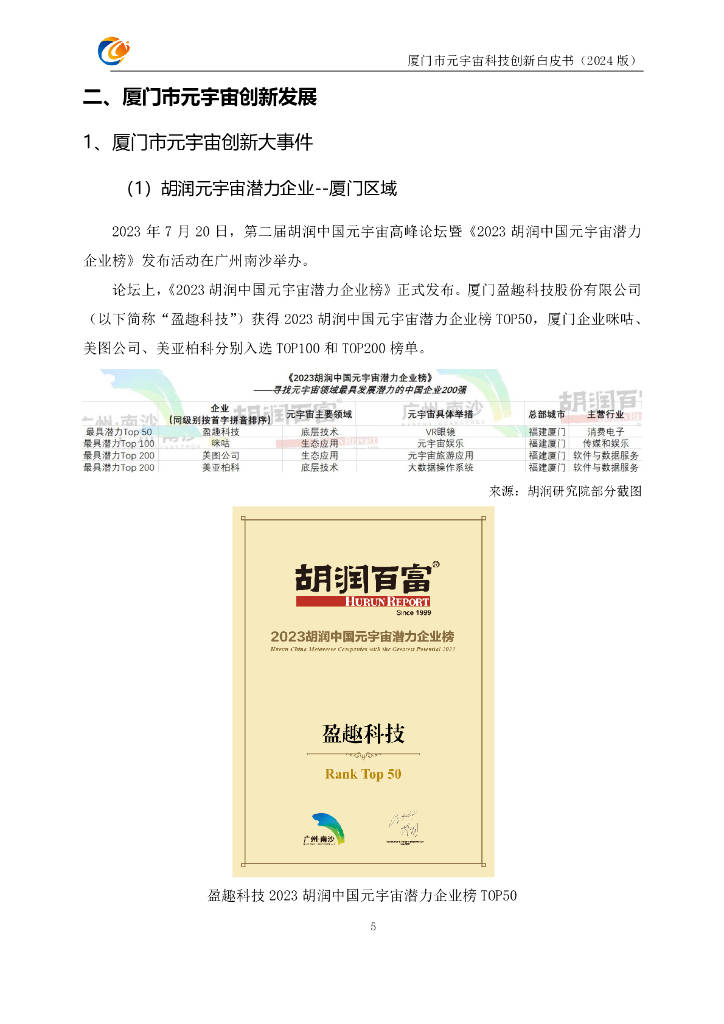 元宇宙支撑技术与场景驱动创新联合体：厦门市元宇宙科技创新白皮书（2024版）